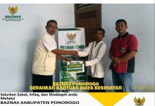 Berasal dari keluarga kurang Mampu, BAZNAS PONOROGO berikan bantuan Biaya Kesehatan